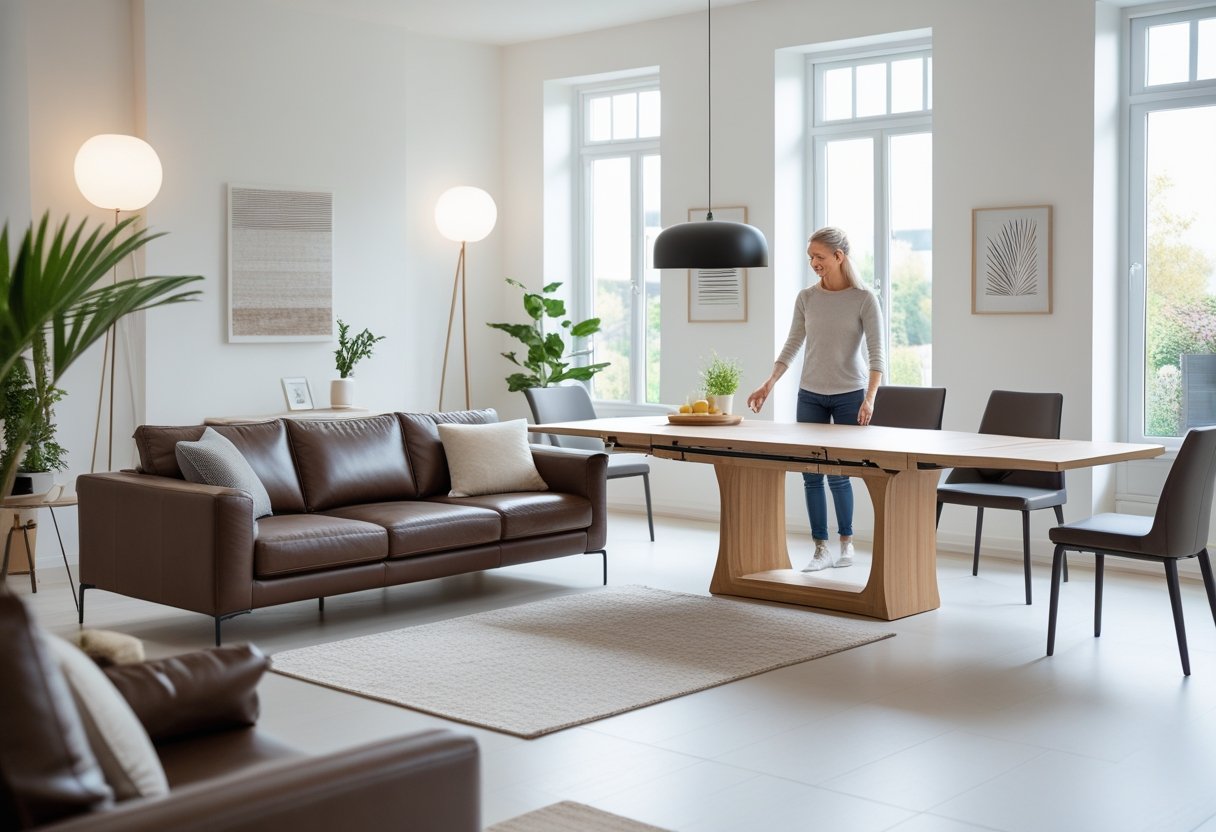 Saadan skaber du den perfekte stue med laedersofa og udtraeksspisebord